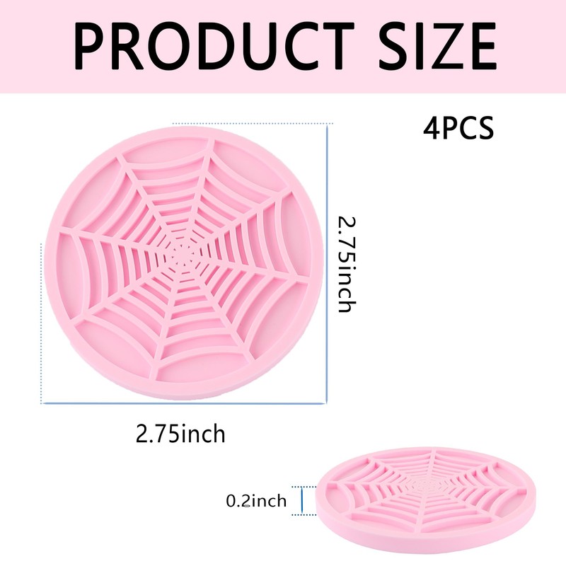 4PCS Silicone Car Coasters,Unique Spider Web Non-Slip Car Cup Holder