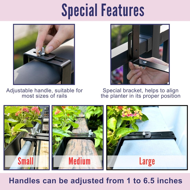 LaLaGreen Outdoor Rail Planter for Balcony (2 Pack, 20 Inch)