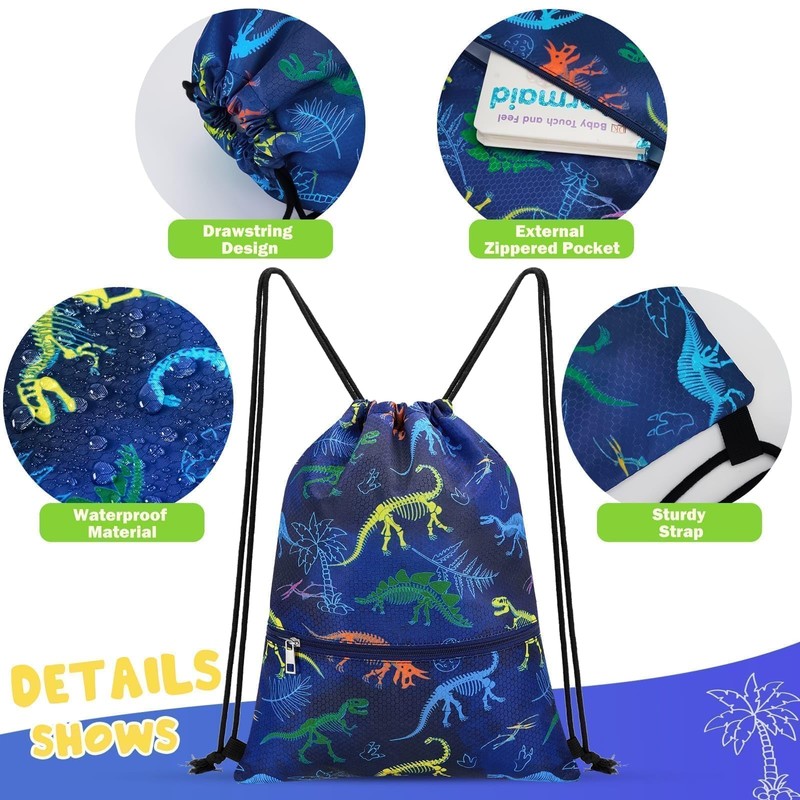 WAWSAM Dinosaur Gym Bag Children - Sports Bag Waterproof Bag