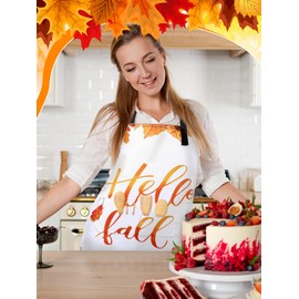 Bencailor 6 Pcs Fall Thanksgiving Aprons with Pockets Waterproof Autumn Kitchen Aprons Baking Cooking gifts for Women(Bright Color,Maple Pumpkin Gnome)