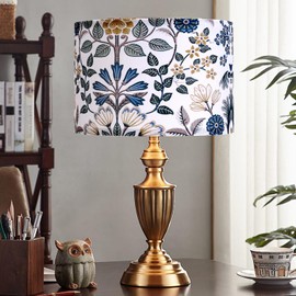 2pcs Flower Printed Small Drum Lamp Shades for Table Lamps Floor Lamps Wall Lamps.10"x10"x7" Barrel Lamp Shade for Home Decoration.Sipder Fitter Design.Easy Assembly.Fit harp and finial (not included)