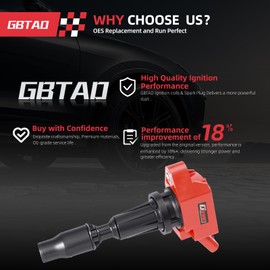 GBTAD Upgraded Ignition Coil Pack for 2.0L 2.4L 2015 2016 2017 2018 2019 Hyundai Sonata Santa Fe Tucson Genesis Kia Optima Sorento, for Sportage Stinger Replaces UF764 273002GGA0 (Pack of 1)