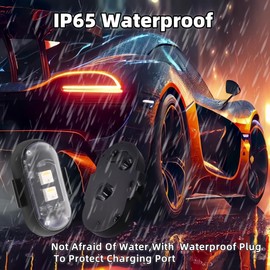 6PCS Wireless LED Strobe Lights with Remote Control, Wireless LED Warning Lights 8 Colors USB Charge IP65 Waterproof Anti-Collision, for Car Interior Motorcycle Bike Drone Car Truck RC Aircraft