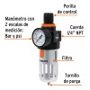 Truper Filtro Y Regulador De Aire Para Compresore, Entrada 1/4