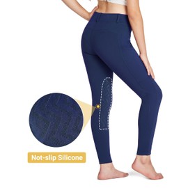 FitsT4 Sports Girls Fleece Horse Riding Pants Kids Winter Equestrian Breeches Schooling Tights with Pockets Blue X-Large