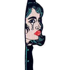 ZEGINs Sad Weeping Woman From Dagger Patch Embroidered Applique Iron On Sew On Emblem