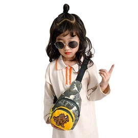 Kids Dinosaurs Fanny Pack Cute Cartoon Waist Bag Canvas Chest Crossbody Bumbag Toddlers Animal Sling Pack Shoulder Bags Adjustable Messenger Bag Lightweight Hip Pouch Bags for Teens Boys Girls