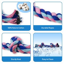 RAYNEL Dog Rope Toys for Medium and Small Dogs, Cotton Chew Ropes, Durable Teeth Cleaning Tug of War Toy