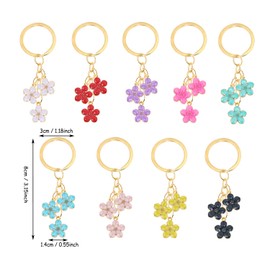 Tupalizy 9PCS Flower Keychain Cherry Blossom Decor Flower Enamel Charms Pedant Gold Floral Key Chains Rings for Women Purse Bags Backpack Car Keys Earphone Case Accessories Gifts DIY Crafts,9 Colors