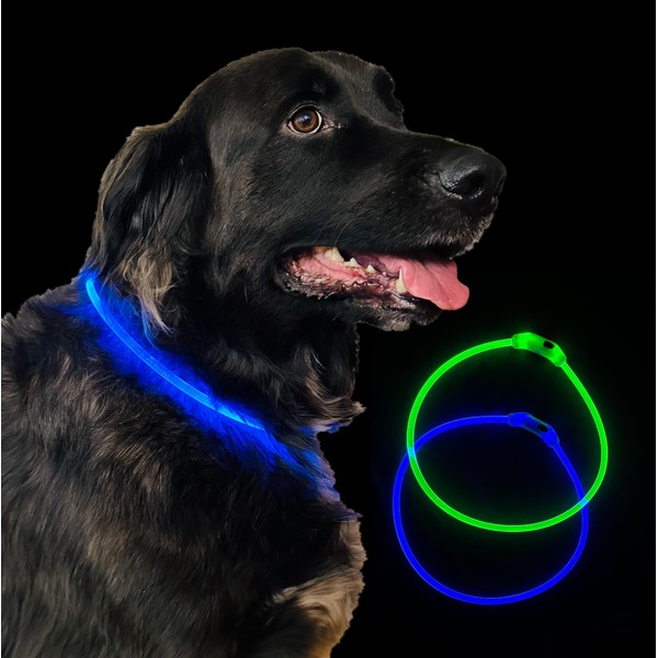 Pack of 2 LED Dog Collar Adjustable Size from 12"