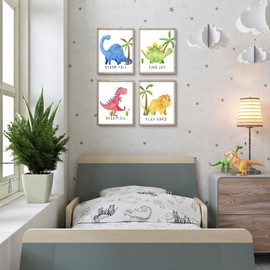 Dazzlewall Watercolor Dinosaur Wall Decor Poster Motivational Quotes Wall Poster for Nursery Kids Room Decor 8x10 in Unframed Set of 6