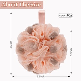 BCKENEY Bath Loofah Shower Sponge Body Back Scrubber Soft Mesh Shower Puffs Exfoliating Loofa for Women & Men Bath Accessories Cleaning Tool (4Pcs 60G Shower Puffs, Luxury)