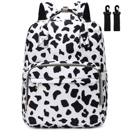 Kouxunt Cow Print Diaper Bag Backpack for Baby Girls Boys, Waterproof Maternity Nappy Backpacks with Stroller Straps Luggage Strap for Moms