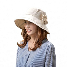 Kuai Women's Hat, Corsage, Wide Brim Hat, UV Protection, Foldable, Fashionable, beige