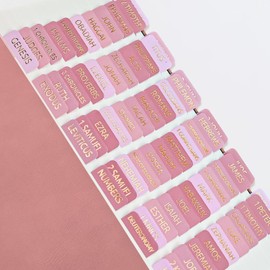 Laminated Bible Tabs, Bible Study Supplies, Large Print Bible Book Tabs for Women and Men, (Gold Foil Embossed Lettering) Bible Labels Index Tabs, Bible Accessories for Easy Navigation(Pastel Pink)