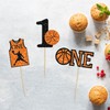 24 piezas de decoración de cupcakes de baloncesto con purpurina