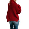 ANFTFH Womens Sweaters Knit Turtleneck Long Sleeve Chunky Pullover Red