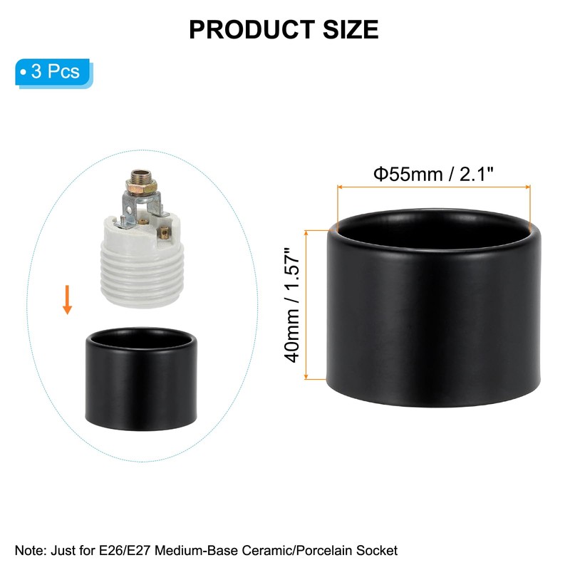 PATIKIL Light Socket Shade Ring, 3pcs E26 E27 Medium Base