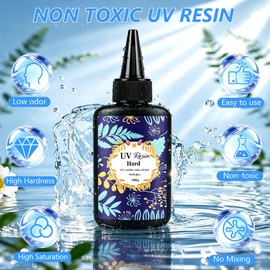 Adiwo UV Resin 100g, Crystal Clear Ultraviolet Resin, Fast Cure for Jewelry Making Art Pendants, Earrings, Bracelets, Necklaces