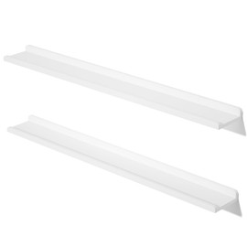 Love-KANKEI 48 Inch Long Floating Shelves Wall Mounted Set of 2, Large Wood Wall Shelves for Storage, Rustic Hanging Shelves for Display,Bedroom Living Room Bathroom Kitchen Office White