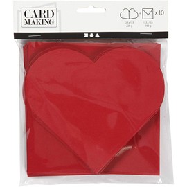 Heart-Shaped Cards, card size 12,5x12,5 cm, envelope size 13,5x13,5 cm, red, 10sets