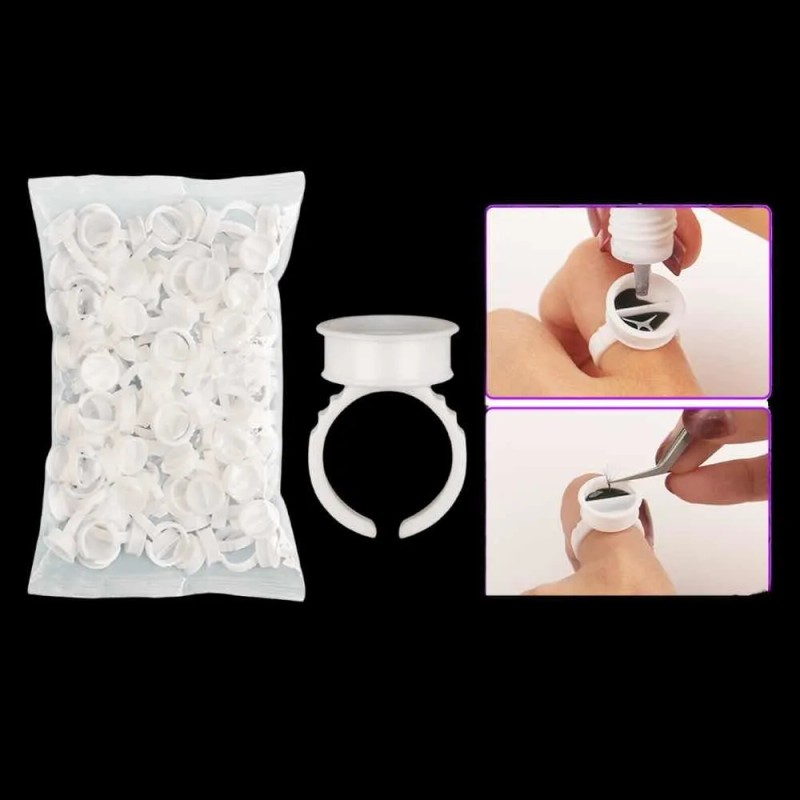 100 Piezas Anillos Para Pigmento De Pestaas,cejas.belleza Blanco