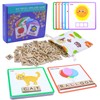 Humerry Spelling Games with 30 Double-Sided Flash Cards, 100Pcs Wooden