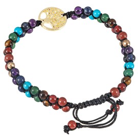 KYEYGWO 7 Chakra Stone Bead Bracelet for Men and Women, Adjustable Double Braided Bracelets, Crystal Bracelet, Yoga Bracelet, Gemstone Jewellery, Stone, stone