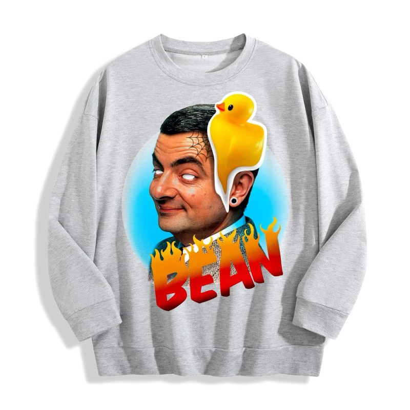 Mr. Bean Graffiti Rubber Duck Graphic Crewneck Sweatshirt, US Warehouse,
