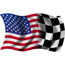 American Racing Blended Wavy Waving Flag Sticker 3" x 1.8"