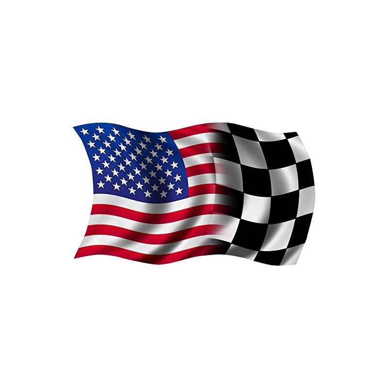 American Racing Blended Wavy Waving Flag Sticker 3" x 1.8"