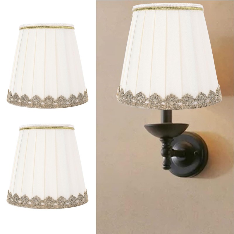 SENECESLI Table Lamp Shade, 6Pcs Universal Minimalist, White/Beige, Fabric, Clip-On,