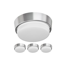 ledscom.de GX53 Ceiling Socket Inel Matt Chrome Round 90 mm Diameter Including LED Bulb 6.2 W Each 509 lm Warm White Pack of 4