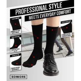 SONNORS 6 Pairs Black Socks for Men - Cushioned Cotton Walking Socks for Women - Anti-Sweat Breathable Summer Size 6-8