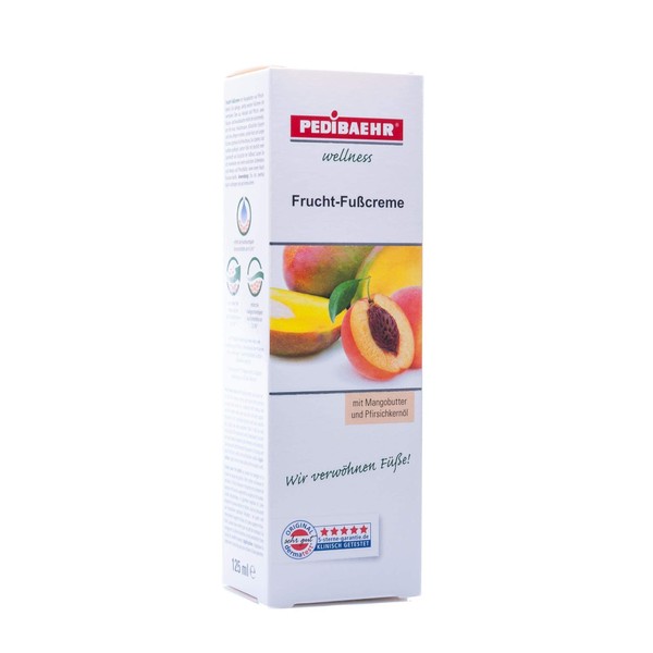 Foot Balm, Fruit Foot Cream with Mango Butter and Peach Seed Oil, Foot Care for All Skin Types, PediBaehr, 125 ml