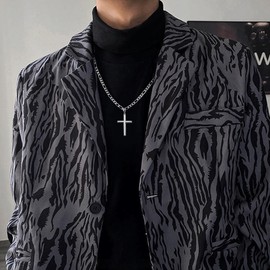 THUNARAZ 925 Sterling Silver Cross Necklace for Men Women Durable Stainless Steel Figaro Link Cuban Chain Silver Crucifix Pendant Necklace Jewelry 24/26 Inches 2pcs Length Chains