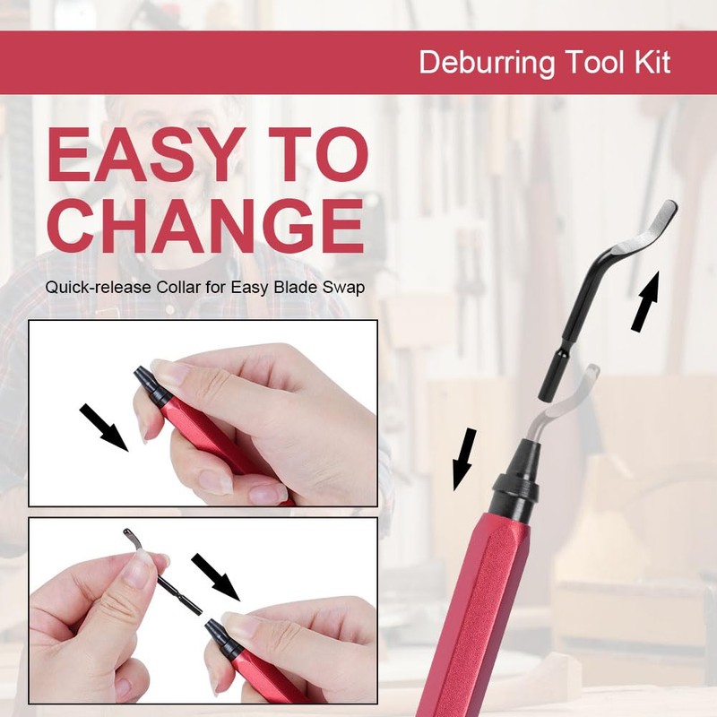 flintronic Universal Deburring Tool with 1 Metal Handle and 11