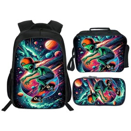 Nanen 3PCS Dinosaur Prints Backpack Sets Boys Kids Bookbag with Lunch Box Pencil Case for Kindergarten Elementary Preschool