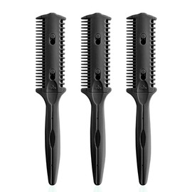 Soft 'N Style 3 Pack Double Sided Comb and Trimmer - Hair Razor Scissors, Split Ends Styler for Thin and Thick Cutting (Black)