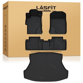 LASFIT Floor Mats & Trunk Mat for Honda Civic & Civic Si 2012 2013 2014 2015 (Fit Sedan, Not for Coupe), All Weather TPE Custom Fit Floor Liner, 1st & 2nd Row & Cargo Mat, Black