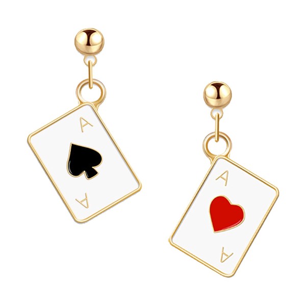 Poker Earrings Gold-Plated Playing Cards Pattern Earrings Fashion Earrings Jewellery