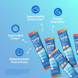 Nello Nello Supercalm Drink Mix - Ashwagandha KSM 66, Magnesium Glycinate & L-Theanine Supplement - Ashwagandha Root Extract - Focus and Relaxation Support (20 Travel Packets) - Cherry Limeade