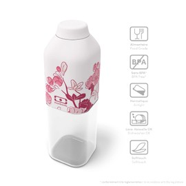 monbento - Clear Reusable Water Bottle MB Positive M graphic Magnolia - 17 floz Compact, Leakproof BPA Free Water Bottle Perfect for Work, Travel, Sport, Picnic - - Pink Flowers