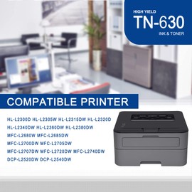 1 Pack TN630 TN-630 Black Toner Cartridge Compatible TN630 Replacement for Brother HL-L2300D L2305W L2315DW L2320D L2360DW MFC-L2680W L2685DW L2700DW L2705DW L2707DW L2740DW DCP-L2540DW L2520DW Printe