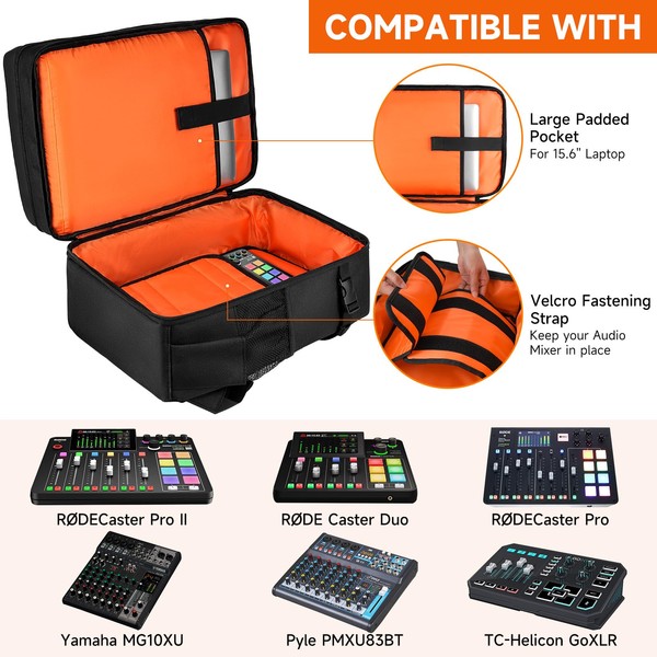 LEFORZ Audio Mixer Travel Case Fits for RODECaster Pro II,RODECaster