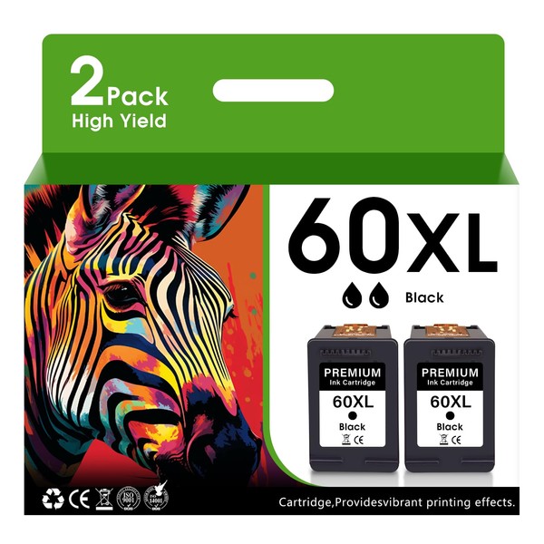 60XL Ink Cartridges Compatible for HP 60 Ink Cartridge Combo