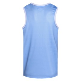Pullonsy Mens Womens Basketball Jersey Mesh Unisex Workout Gym Tank Top Cool Apparel Summer Shirt,White Neck-Light Blue Jersey,Size Large