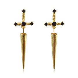 TIANHONGYAN Gothic Dagger Sword Stud Earrings Unique Cool Sword Cross Earrings Hip hop punk Dagger Earrings for Women Jewelry Gifts (gold)