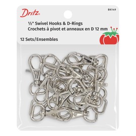 Dritz Swivel Hooks & D Rings 1/2in Nickel Bag & Tote Accessories, 1/2", 12ct
