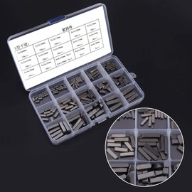 GBSCLOVER 140Pcs Keyway Assortment, 8-30mm Round Ended Key Set, A3 Carbon Steel Parallel Drive Shaft Keys Sets, Smooth Shaft Feather Key with Plastic Box for Fastening Equipments